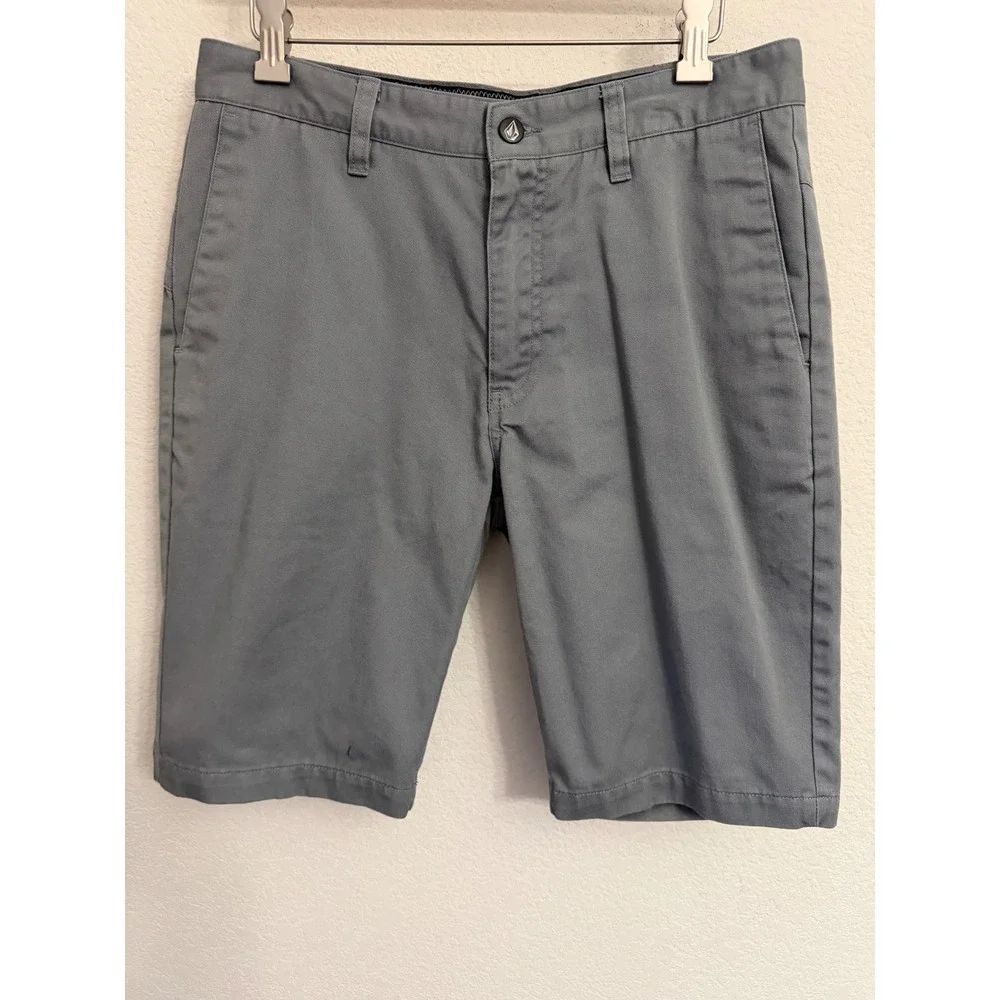 Volcom Mens Chino‎ Shorts Grey Size 29 Cotton Blend Skate Surf 10